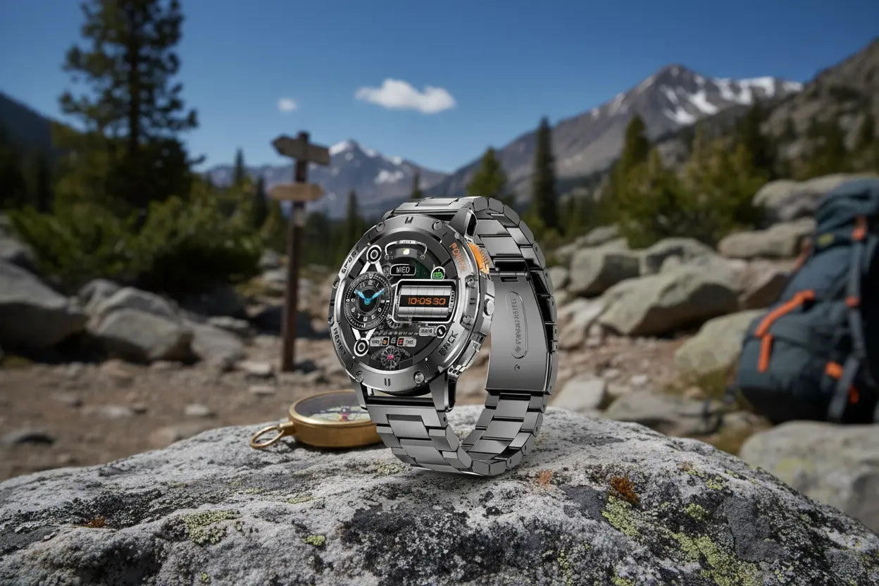 FOXBOX Military Smart Watch for Men with Flashlight The Blue Coil