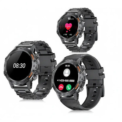 FOXBOX Smart Watch for Men Answer/Make Call for Android iOS 400mAh Military Smartwatch Heart Rate Blood Oxygen Sleep Monitor Step Counter 2 Straps1.39" HD Waterproof Outdoor Smart Watches Black