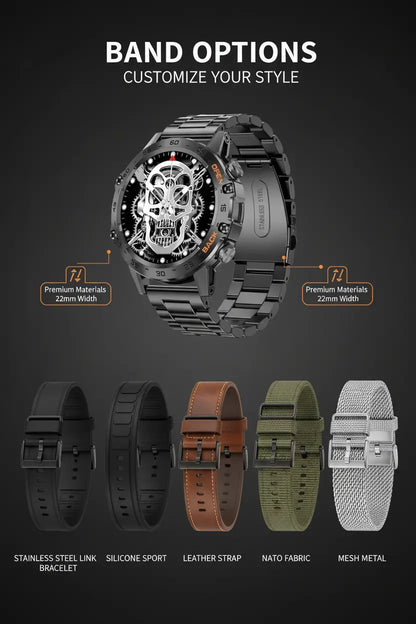 FOXBOX Smart Watch for Men Answer/Make Call for Android iOS 400mAh Military Smartwatch Heart Rate Blood Oxygen Sleep Monitor Step Counter 2 Straps1.39" HD Waterproof Outdoor Smart Watches Black