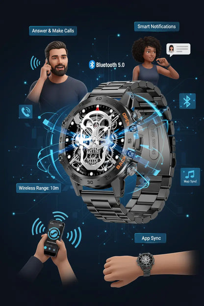 FOXBOX Smart Watch for Men Answer/Make Call for Android iOS 400mAh Military Smartwatch Heart Rate Blood Oxygen Sleep Monitor Step Counter 2 Straps1.39" HD Waterproof Outdoor Smart Watches Black