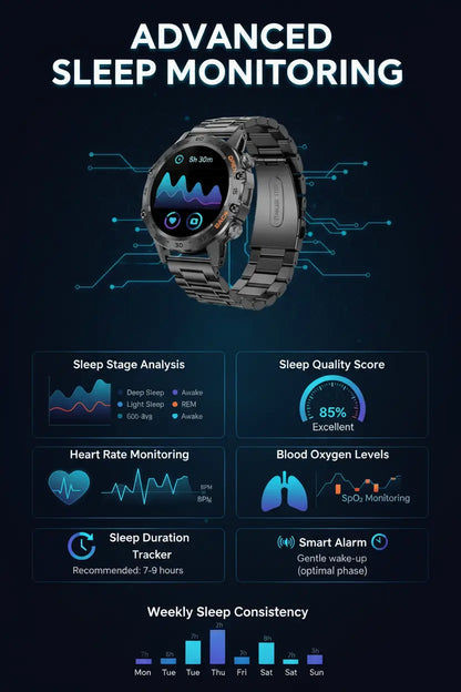 FOXBOX Smart Watch for Men Answer/Make Call for Android iOS 400mAh Military Smartwatch Heart Rate Blood Oxygen Sleep Monitor Step Counter 2 Straps1.39" HD Waterproof Outdoor Smart Watches Black