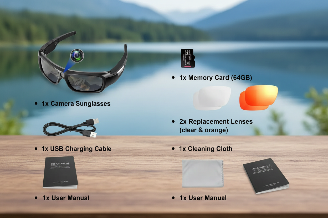 FlyGift 4K 2160P FHD Sports & Action Video Camera Sunglasses The Blue Coil