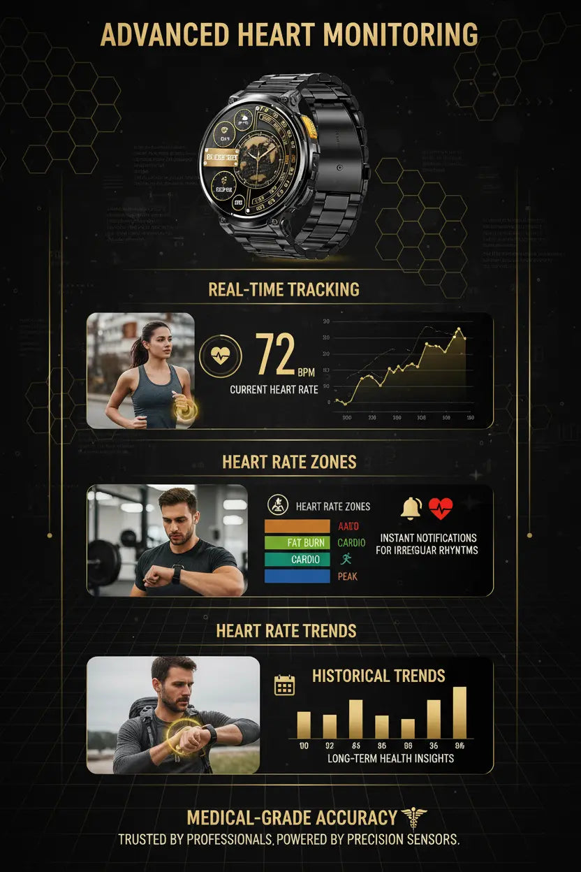 Foxhawk Military Smart Watch for Men with LED Flashlight 1.85” Rugged Smart Watch 730mAh Battery 114 Sports Modes Fitness Watch Heart Rate Sleep Tracker Tactical Smartwatch for iOS Android