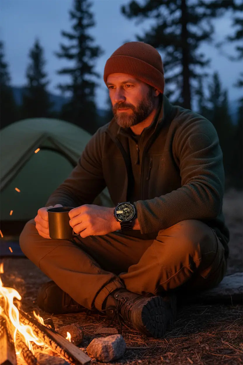 Foxhawk Military Smart Watch for Men with LED Flashlight 1.85” Rugged Smart Watch 730mAh Battery 114 Sports Modes Fitness Watch Heart Rate Sleep Tracker Tactical Smartwatch for iOS Android