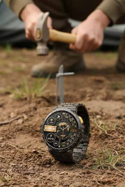 Foxhawk Military Smart Watch for Men with LED Flashlight 1.85” Rugged Smart Watch 730mAh Battery 114 Sports Modes Fitness Watch Heart Rate Sleep Tracker Tactical Smartwatch for iOS Android