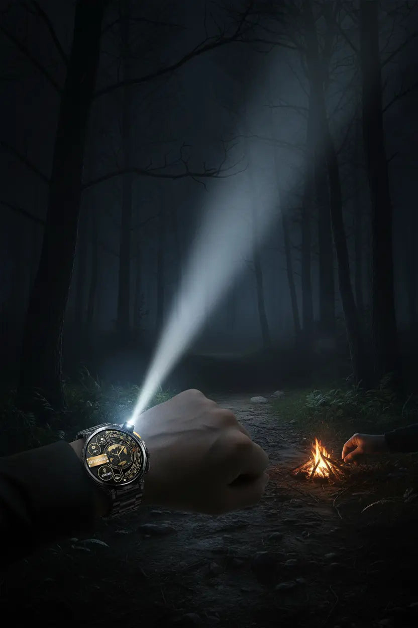 Foxhawk Military Smart Watch for Men with LED Flashlight 1.85” Rugged Smart Watch 730mAh Battery 114 Sports Modes Fitness Watch Heart Rate Sleep Tracker Tactical Smartwatch for iOS Android