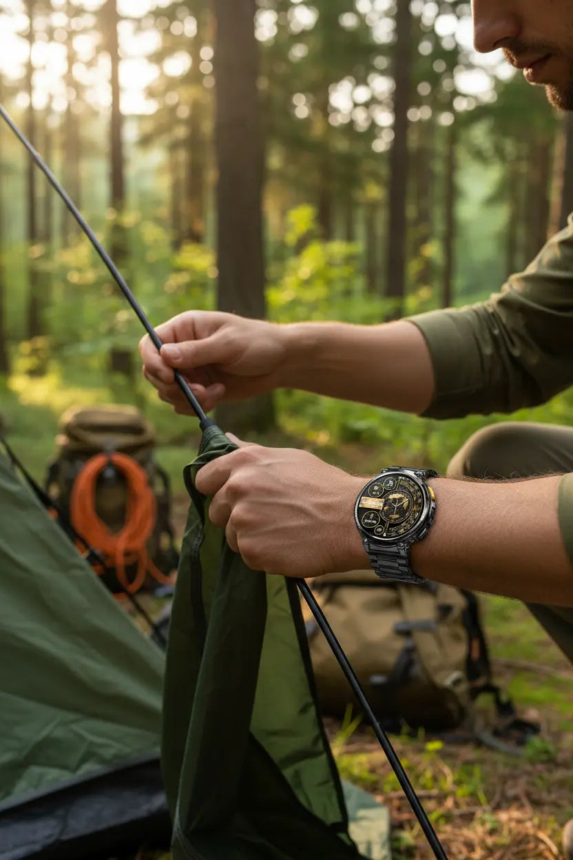 Foxhawk Military Smart Watch for Men with LED Flashlight 1.85” Rugged Smart Watch 730mAh Battery 114 Sports Modes Fitness Watch Heart Rate Sleep Tracker Tactical Smartwatch for iOS Android