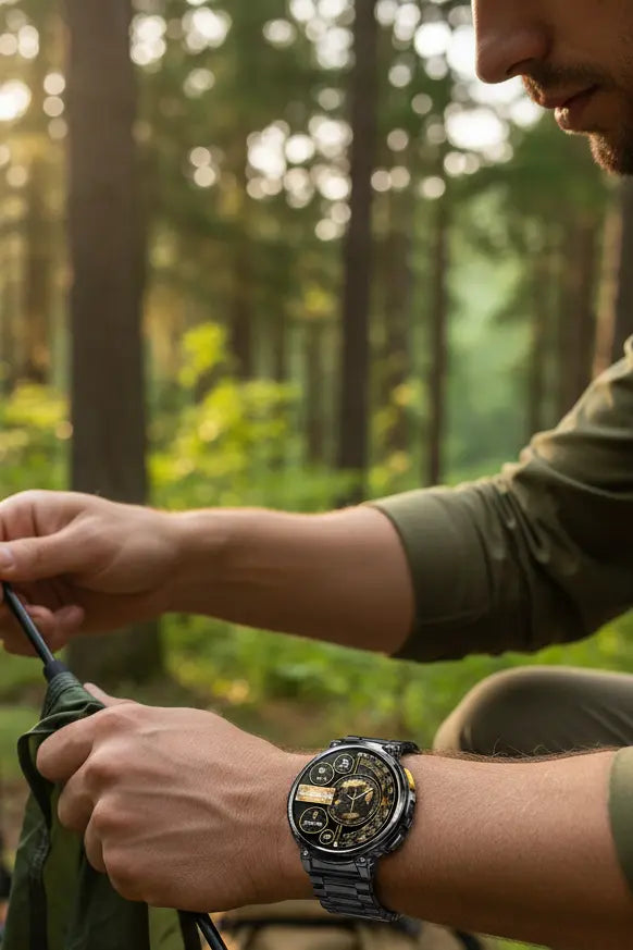 Foxhawk Military Smart Watch for Men with LED Flashlight 1.85” Rugged Smart Watch 730mAh Battery 114 Sports Modes Fitness Watch Heart Rate Sleep Tracker Tactical Smartwatch for iOS Android