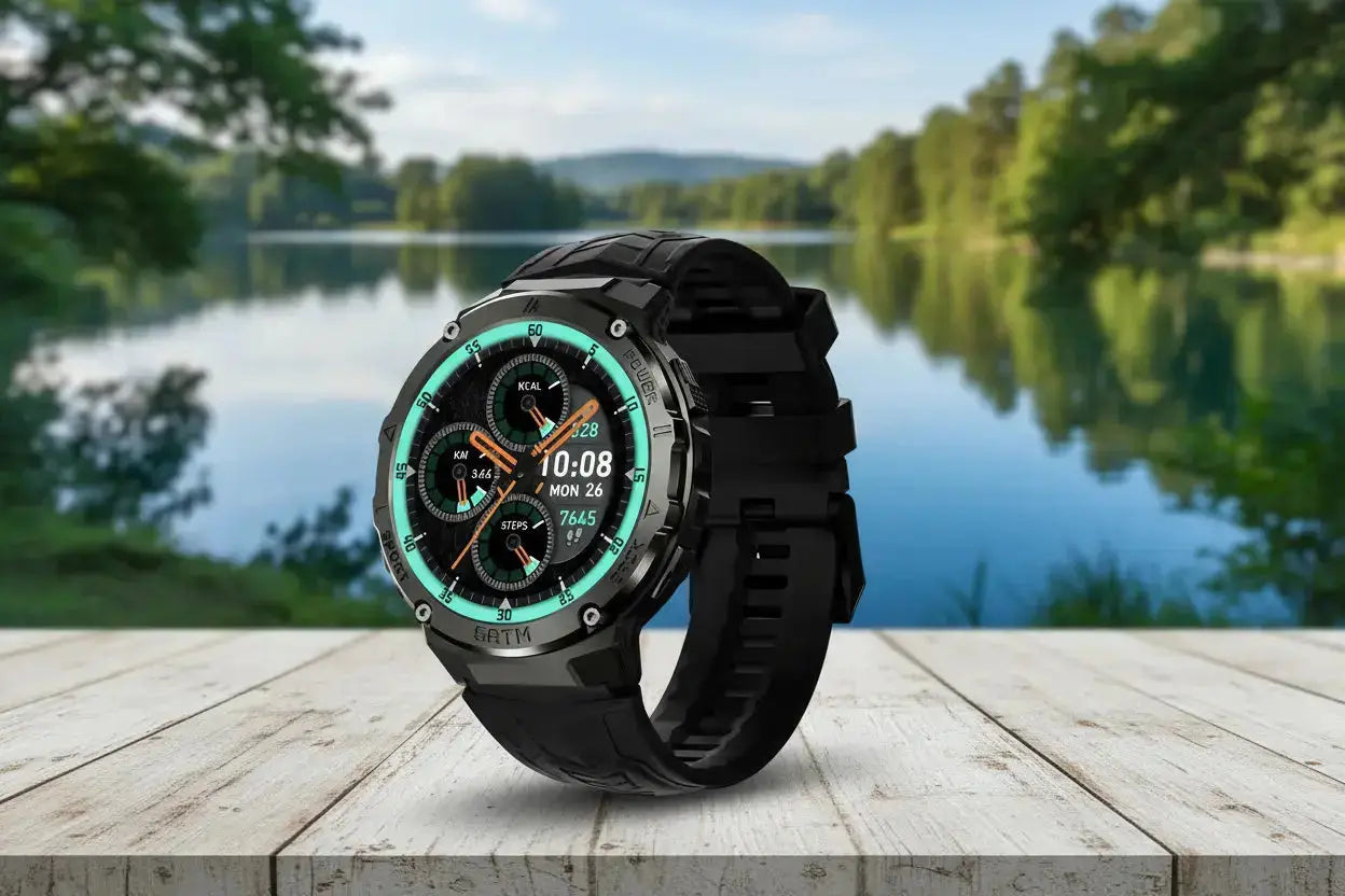 Gloryfit Smart Watch for Men Women 1.43" AMOLED Fitness Tracker 50M Waterproof Sport Watch with Heart Rate/SpO2/Sleep Monitor/Pedometer 480mAh Military Smartwatch(Answer/Dial Call) for Android iOS The Blue Coil