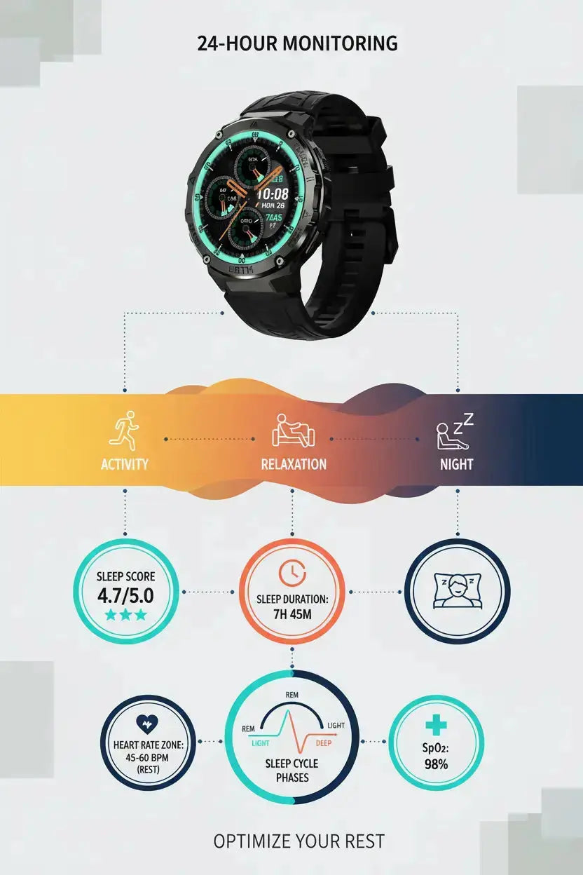 Gloryfit Smart Watch for Men Women 1.43" AMOLED Fitness Tracker 50M Waterproof Sport Watch with Heart Rate/SpO2/Sleep Monitor/Pedometer 480mAh Military Smartwatch(Answer/Dial Call) for Android iOS The Blue Coil