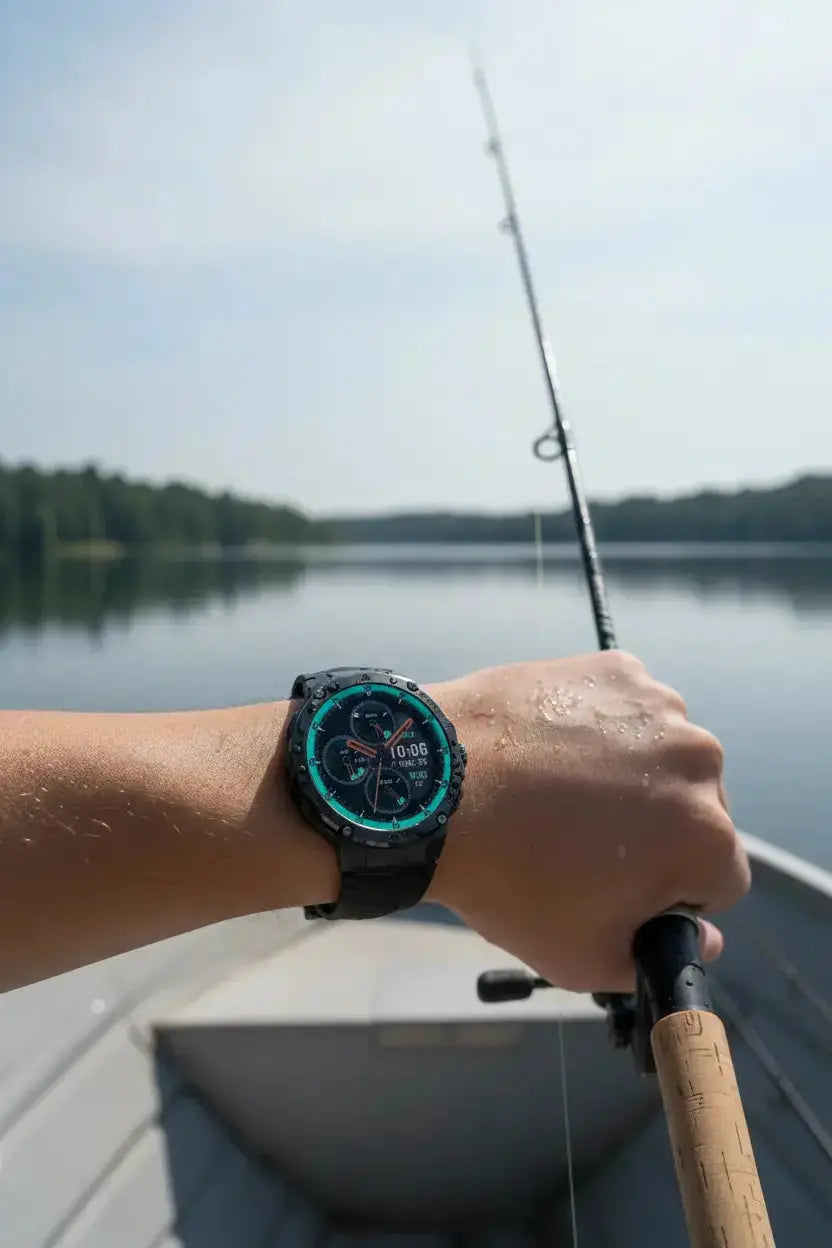 Gloryfit Smart Watch for Men Women 1.43" AMOLED Fitness Tracker 50M Waterproof Sport Watch with Heart Rate/SpO2/Sleep Monitor/Pedometer 480mAh Military Smartwatch(Answer/Dial Call) for Android iOS The Blue Coil