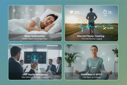 Gwenland Smart Ring Health Ring - Smart Rings for Women Men Fitness Tracker Ring with LED Display Screen Sleep Tracker Ring Compatible with iOS/Android Activity Tracker/Heart Rate/SpO2/Sleep/Step - The Blue Coil Smart Ring 