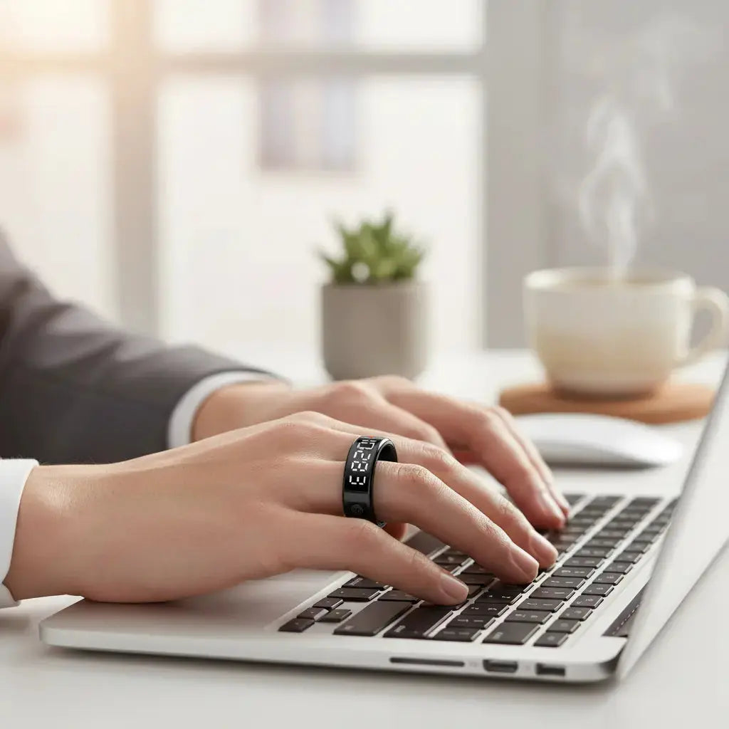 Gwenland Smart Ring Health Ring - Smart Rings for Women Men Fitness Tracker Ring with LED Display Screen Sleep Tracker Ring Compatible with iOS/Android Activity Tracker/Heart Rate/SpO2/Sleep/Step The Blue Coil