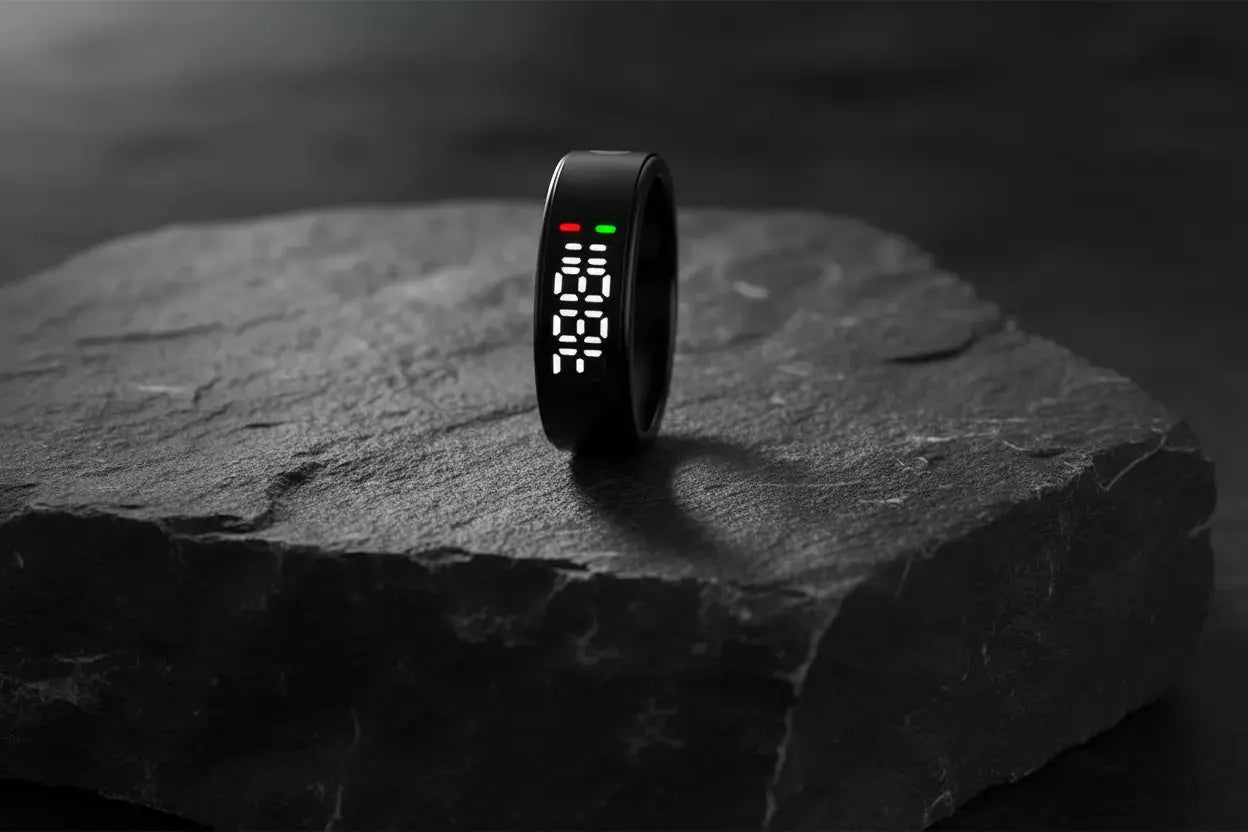 Gwenland Smart Ring Health Ring - Smart Rings for Women Men Fitness Tracker Ring with LED Display Screen Sleep Tracker Ring Compatible with iOS/Android Activity Tracker/Heart Rate/SpO2/Sleep/Step The Blue Coil