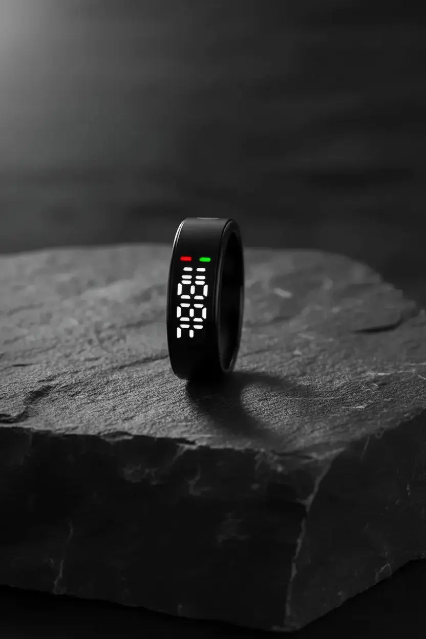 Gwenland Smart Ring Health Ring - Smart Rings for Women Men Fitness Tracker Ring with LED Display Screen Sleep Tracker Ring Compatible with iOS/Android Activity Tracker/Heart Rate/SpO2/Sleep/Step The Blue Coil