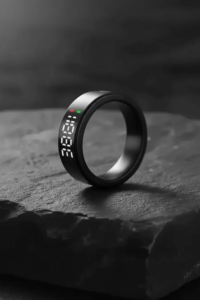 Gwenland Smart Ring Health Ring - Smart Rings for Women Men Fitness Tracker Ring with LED Display Screen Sleep Tracker Ring Compatible with iOS/Android Activity Tracker/Heart Rate/SpO2/Sleep/Step The Blue Coil