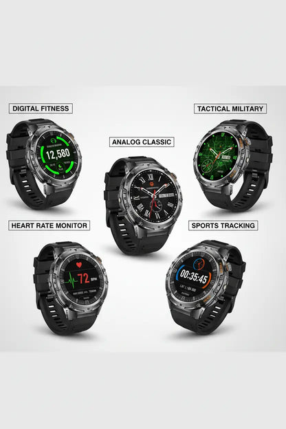 HIRREO Military Smart Watch for Men Flashlight 100+ Sports Modes Fitness Tracker Smartwatch 1.43 AMOLED Display 5ATM Waterproof Heart Rate/Sleep Monitor Mens Smart Watches for Android iOS