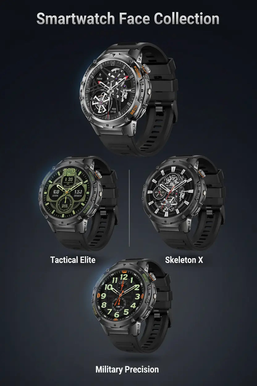 HIRREO Military Smart Watch for Men Flashlight 100+ Sports Modes Fitness Tracker Smartwatch 1.43 AMOLED Display 5ATM Waterproof Heart Rate/Sleep Monitor Mens Smart Watches for Android iOS