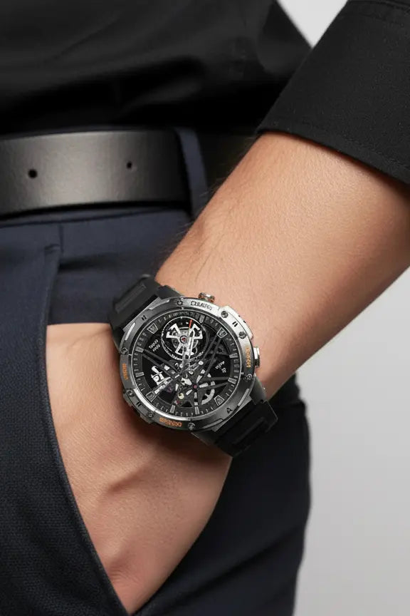 HIRREO Military Smart Watch for Men Flashlight 100+ Sports Modes Fitness Tracker Smartwatch 1.43 AMOLED Display 5ATM Waterproof Heart Rate/Sleep Monitor Mens Smart Watches for Android iOS