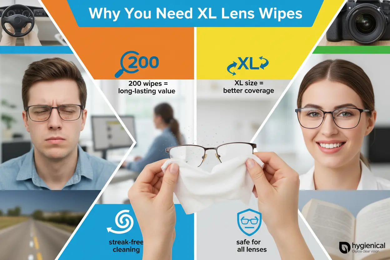 Hygienical - The XL Lens Wipes - 200 Pre-Moistened The Blue Coil