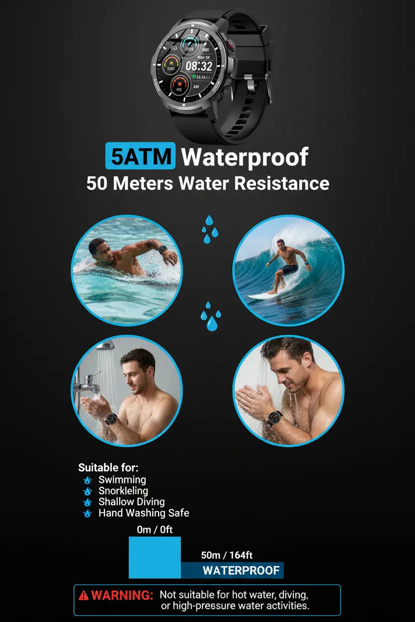 ICHPULG Smart Watches for Men with 4 Buttons 1.43 AMOLED Fitness Watch