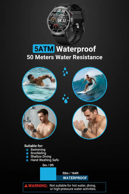 ICHPULG Smart Watches for Men with 4 Buttons 1.43 AMOLED Fitness Watch