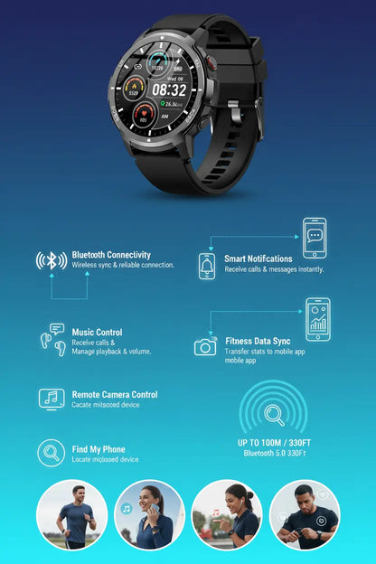 ICHPULG Smart Watches for Men with 4 Buttons 1.43 AMOLED Fitness Watch