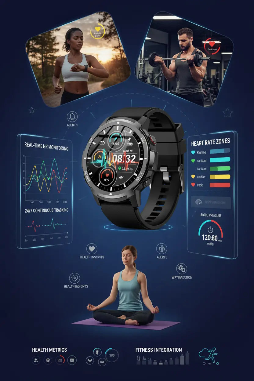 ICHPULG Smart Watches for Men with 4 Buttons 1.43 AMOLED Fitness Watch