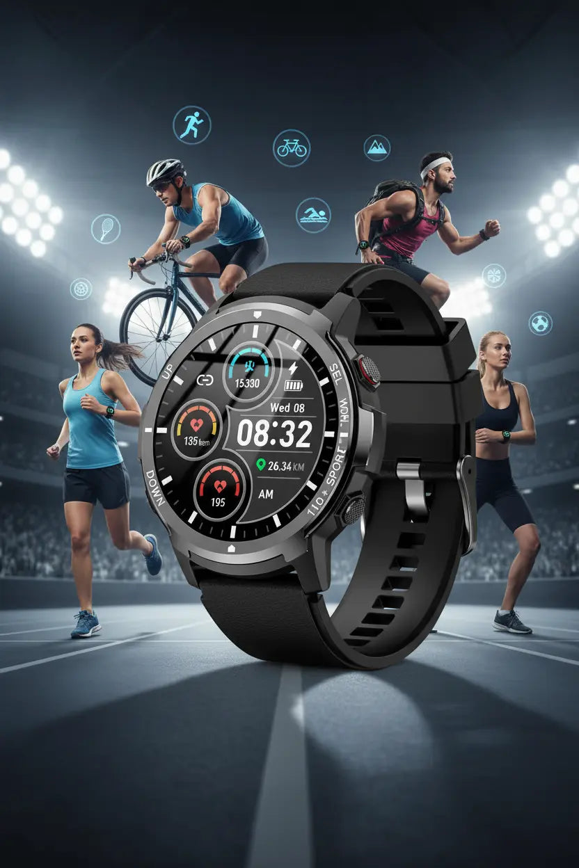 ICHPULG Smart Watches for Men with 4 Buttons 1.43 AMOLED Fitness Watch