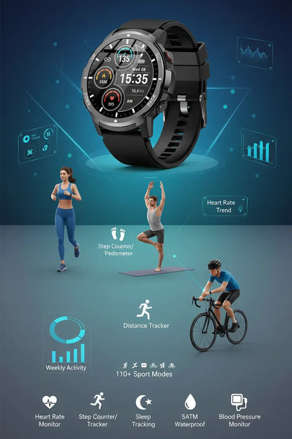 ICHPULG Smart Watches for Men with 4 Buttons 1.43 AMOLED Fitness Watch