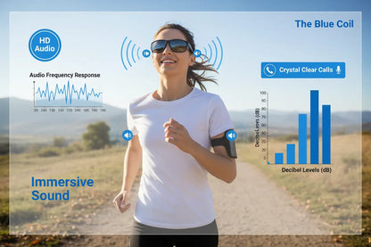 JLXINMET Wireless Sunglasses Smart Glasses for Outdoor Activities The Blue Coil