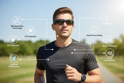 JLXINMET Wireless Sunglasses Smart Glasses for Outdoor Activities The Blue Coil
