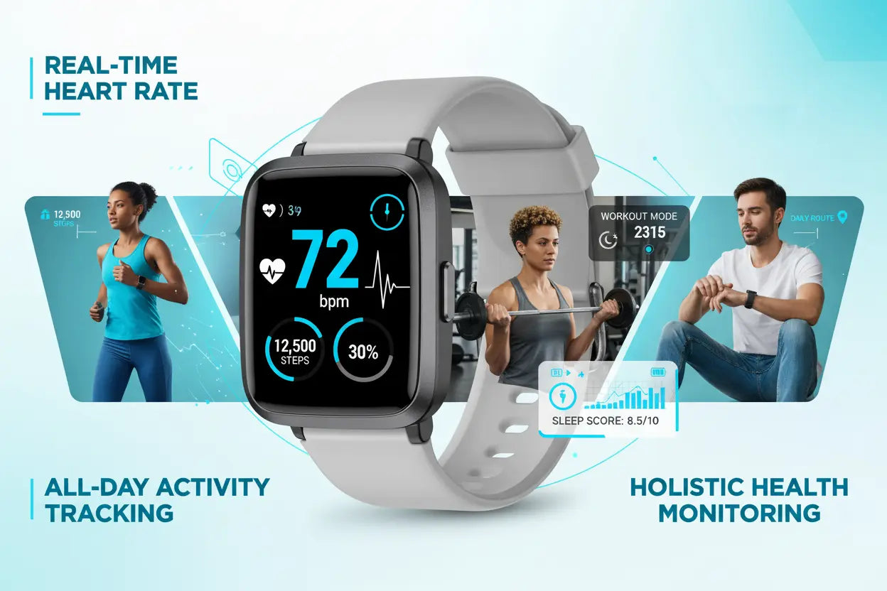 LIVIKEY Smart Watch for Men Women Fitness Tracker with Heart Rate Monitor The Blue Coil