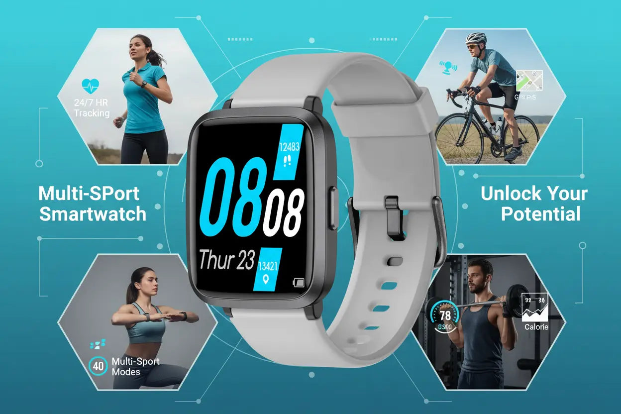 LIVIKEY Smart Watch for Men Women Fitness Tracker with Heart Rate Monitor The Blue Coil