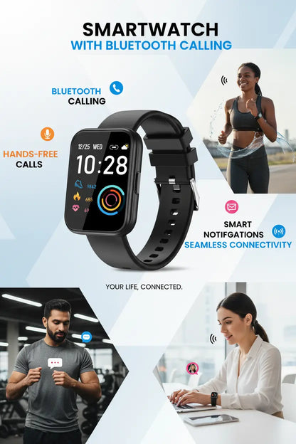 LOJUSIMEH Smart Watch for Men Women Fitness: 1.9" Bluetooth Call Smartwatch for Smart Phone (Charcoal Black) The Blue Coil