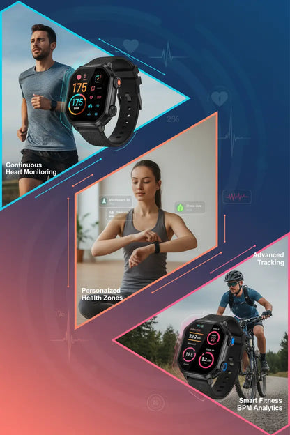 LOJUSIMEH Smart Watch for Men Women Fitness: 1.9" Bluetooth Call Smartwatch for Smart Phone (Charcoal Black) The Blue Coil