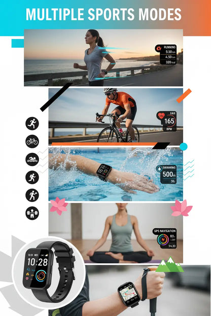 LOJUSIMEH Smart Watch for Men Women Fitness: 1.9" Bluetooth Call Smartwatch for Smart Phone (Charcoal Black) The Blue Coil