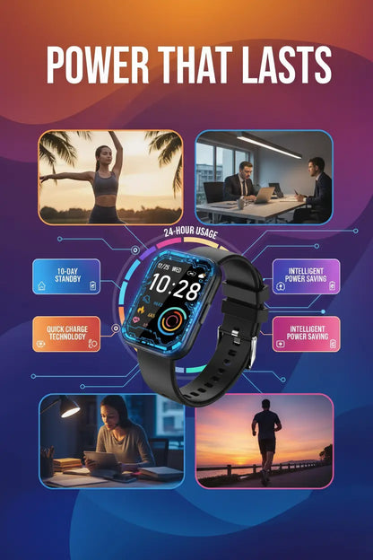 LOJUSIMEH Smart Watch for Men Women Fitness: 1.9" Bluetooth Call Smartwatch for Smart Phone (Charcoal Black) The Blue Coil