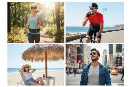 LVTEL Smart Glasses Polarized Bluetooth Sunglasses Built-in Mic & Speakers Voice Assistant UV Protection Audio Sun Glass - The Blue Coil Smart Glasses 