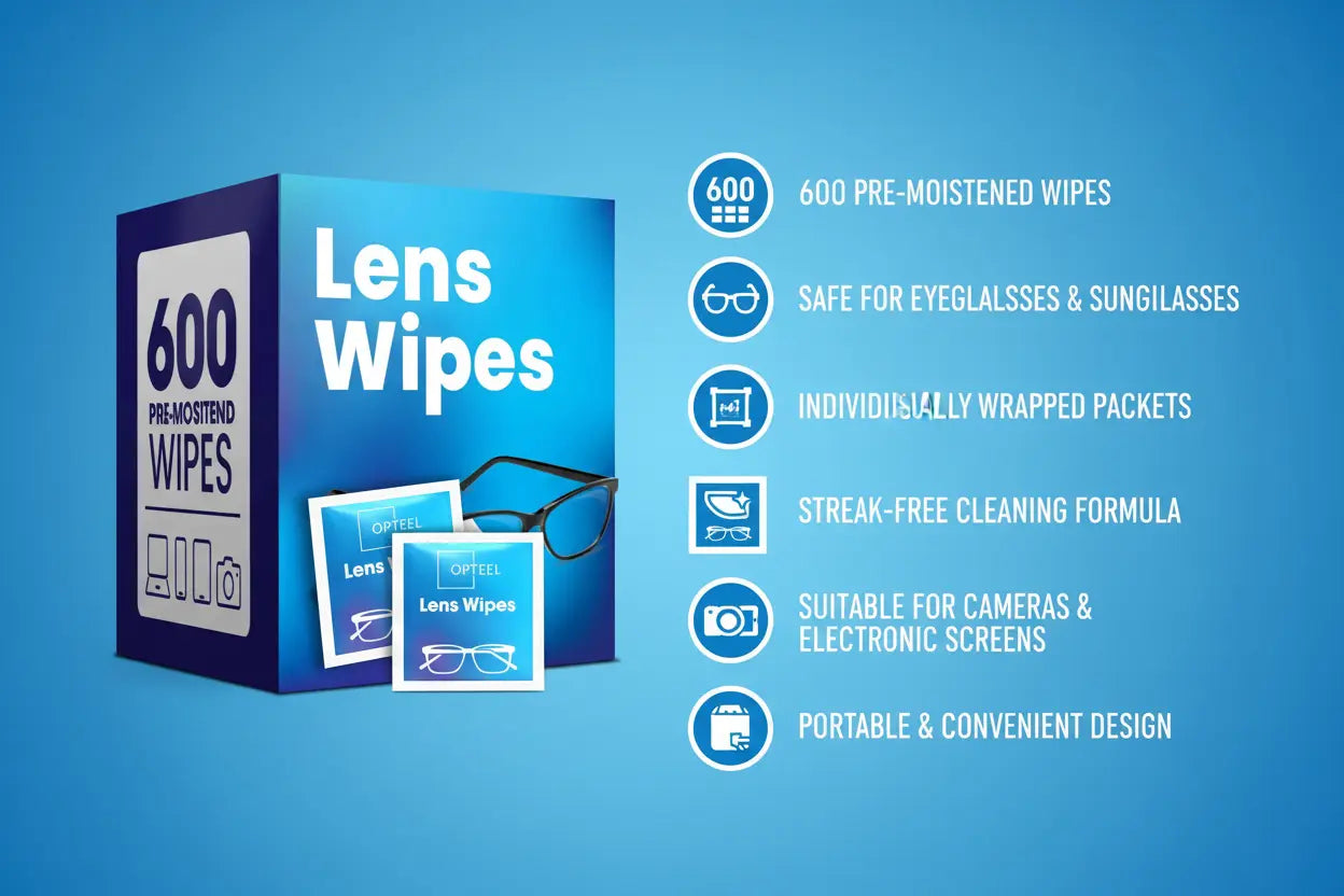 Lens Wipes for Eyeglasses - Pre-moistened Eyeglass Lens Cleaning Wipes - 600 Lens Wipes Individually Wrapped Scratch-Free Streak-Free Eye Glasses Wipes Lens Cleaner for Sunglass & Camera Lens The Blue Coil
