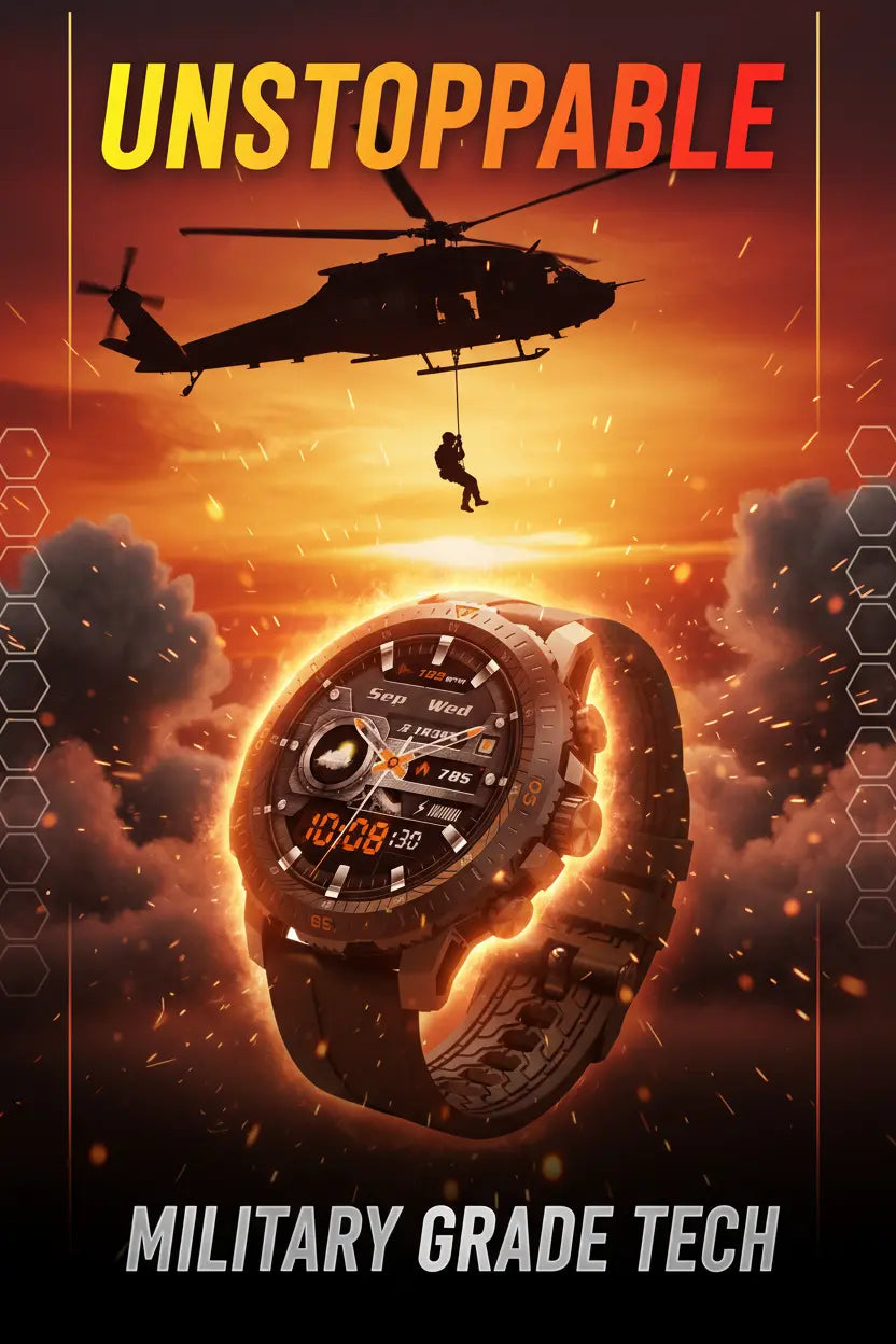 Military Smart Watch for Men - 1.46 AMOLED/500mAh Fitness Tracker The Blue Coil