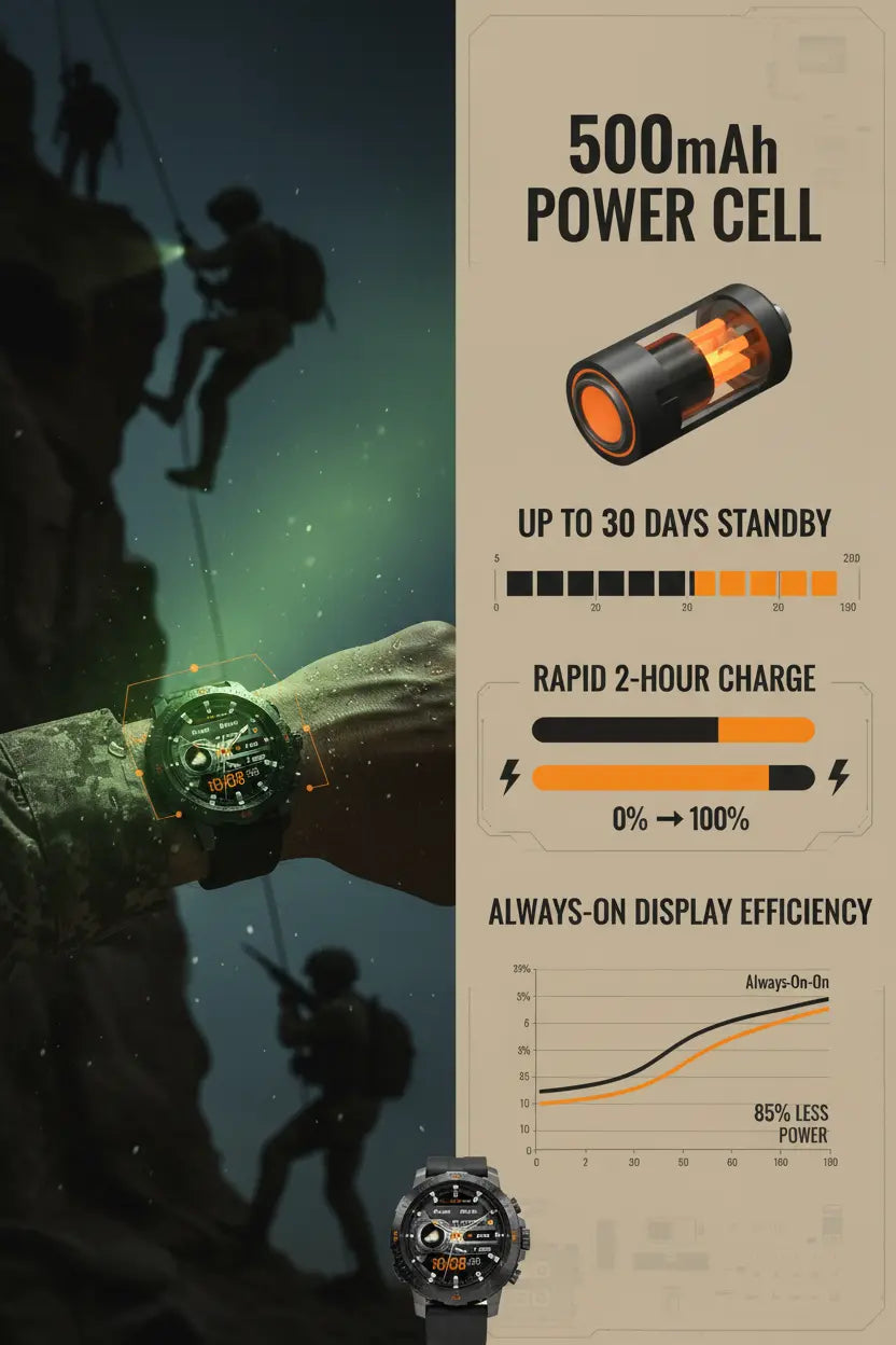 Military Smart Watch for Men - 1.46 AMOLED/500mAh Fitness Tracker The Blue Coil