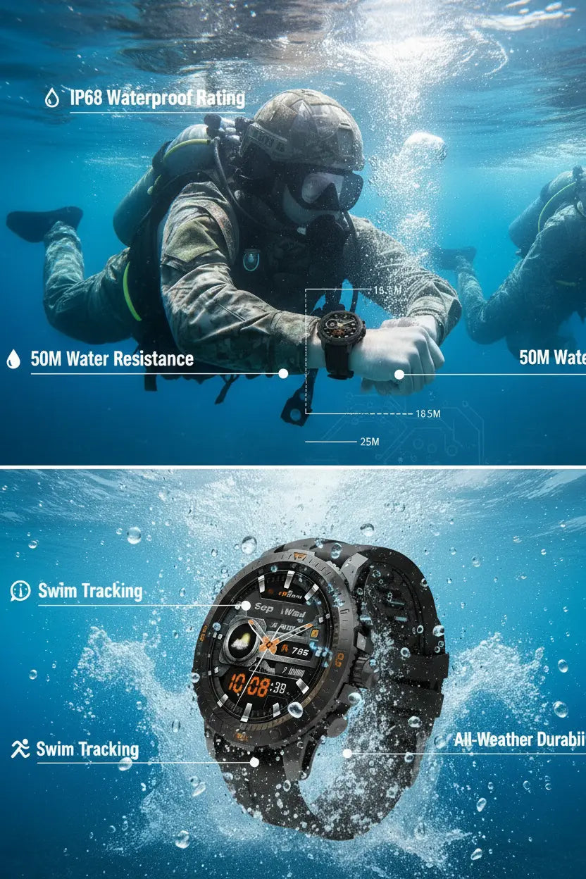 Military Smart Watch for Men - 1.46 AMOLED/500mAh Fitness Tracker The Blue Coil