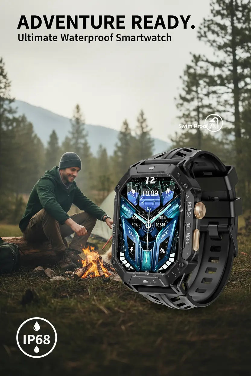 OUKITEL BT80 Smart Watch for Men: Military-Grade Features The Blue Coil