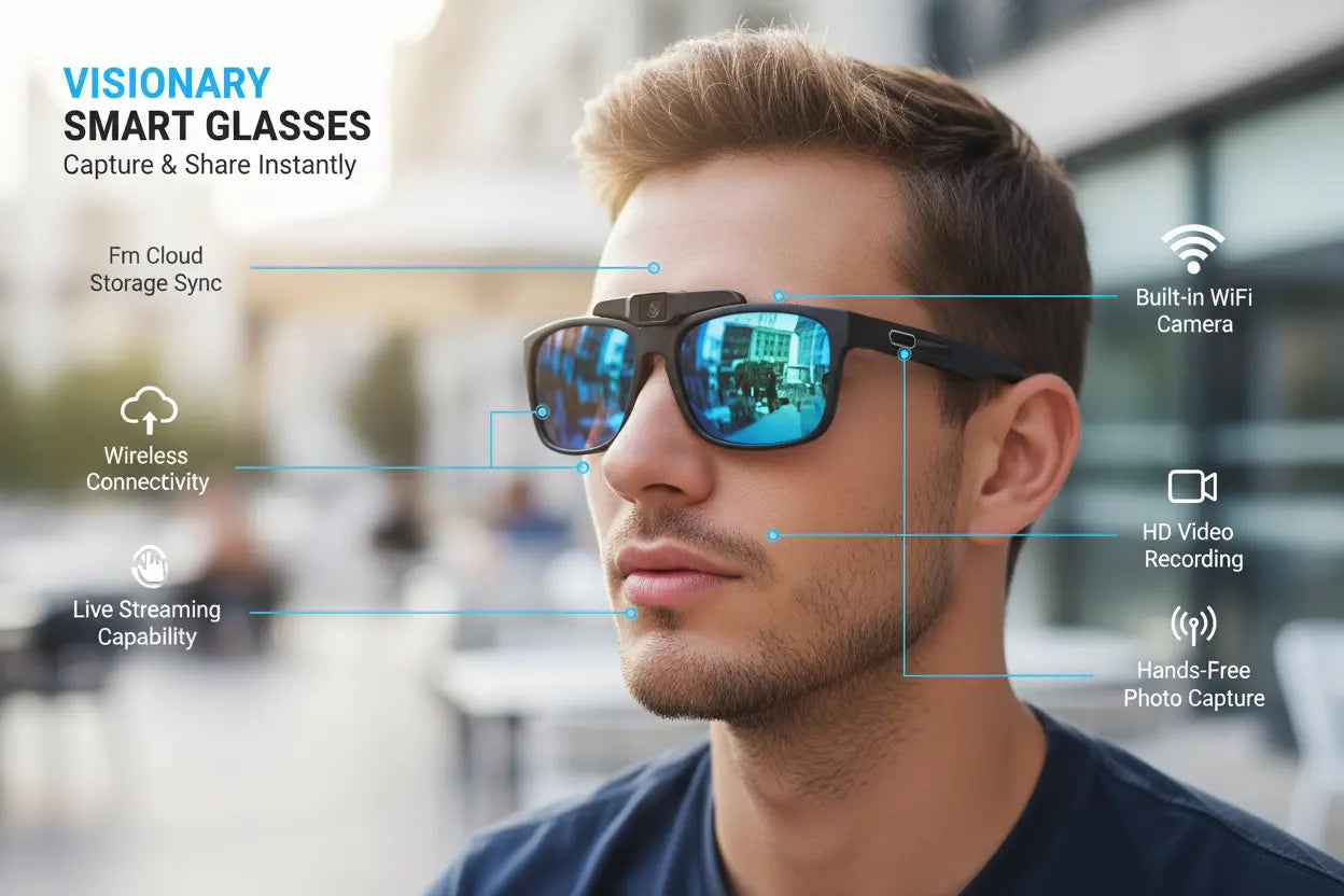 OhO sunshine 256GB WiFi Camera Glasses The Blue Coil