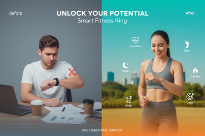 Oulencu 2024 Smart Ring Health Tracker - The Blue Coil Smart Ring 