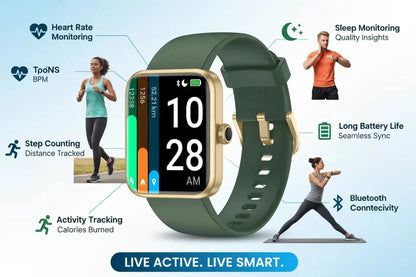 Pautios Smart Watch Fitness Tracker with Blood Oxygen Monitor The Blue Coil