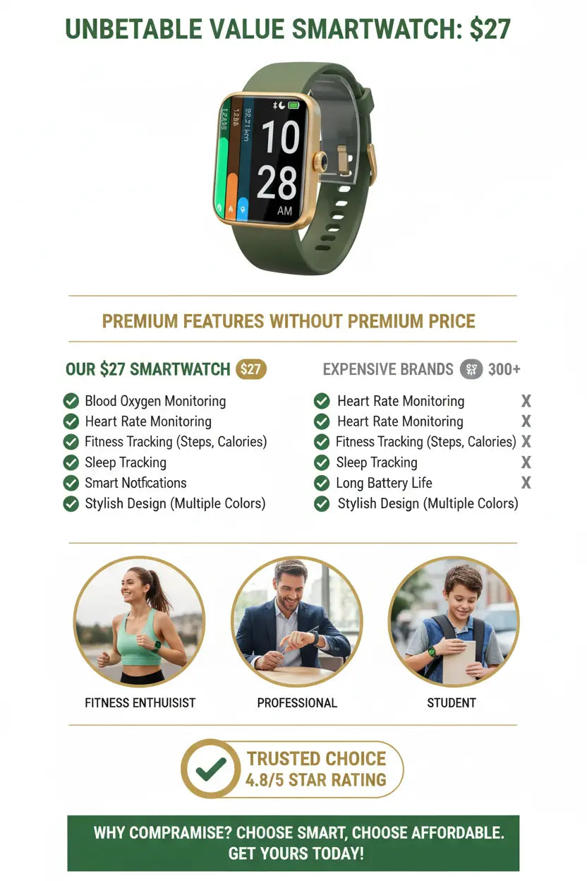 Pautios Smart Watch Fitness Tracker with Blood Oxygen Monitor