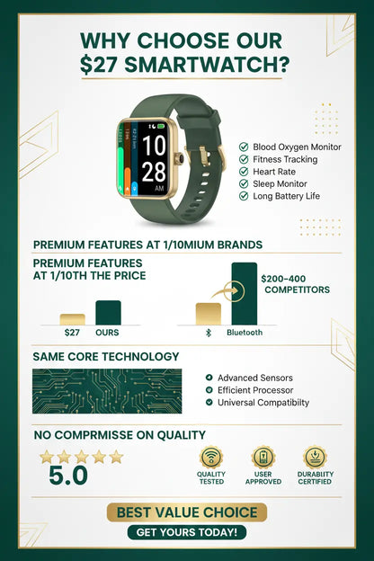 Pautios Smart Watch Fitness Tracker with Blood Oxygen Monitor