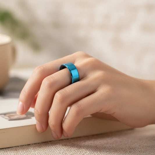 Smart Ring Ceramic Smart Ring Health Sleep Monitoring Step Counter Remote Camera IP68 Intelligent Wearable Device for JYouPro APP (8) - The Blue Coil Smart Ring 